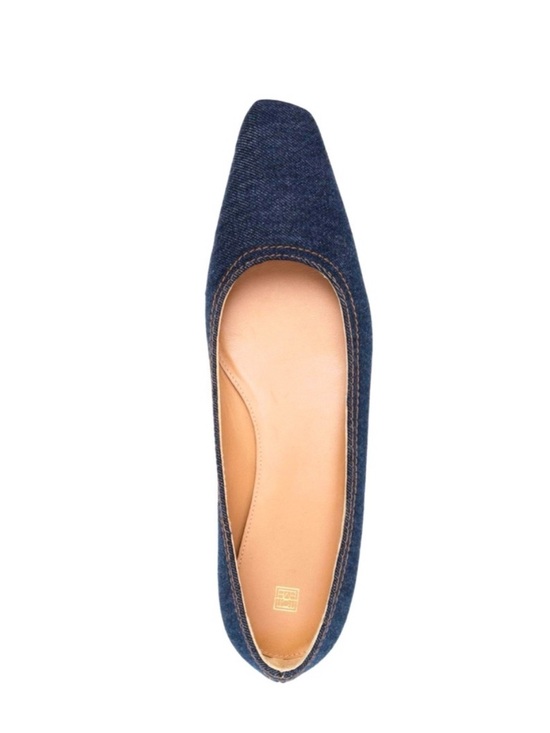 Toteme Shoes - Toteme Denim Square-Toe Ballet Flat in Dark Blue